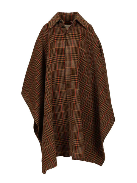 Saint Laurent Plaid Cape - Brown