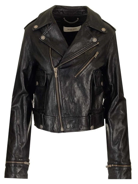 Golden Goose Leather Biker Jacket - Black