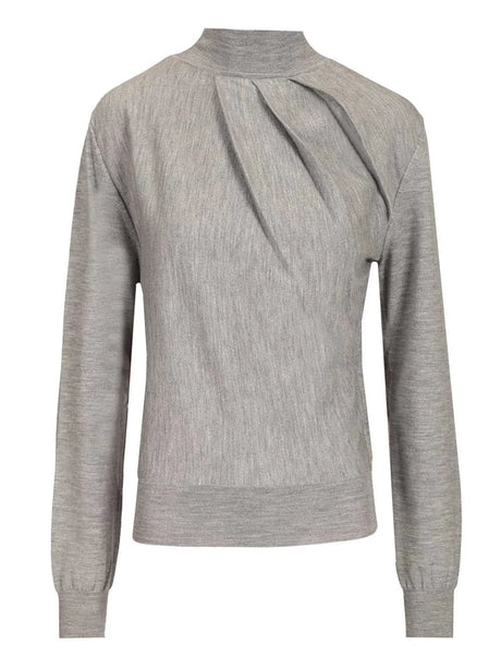 Givenchy Draped Wool Blend Turtleneck Sweater - Grey
