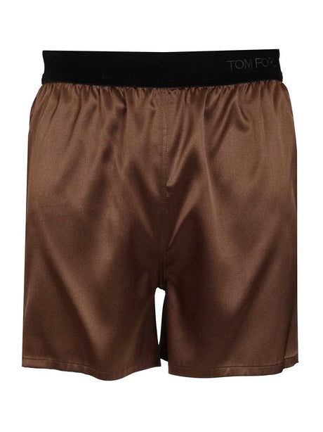 Tom Ford Silk Satin Shorts - Brown