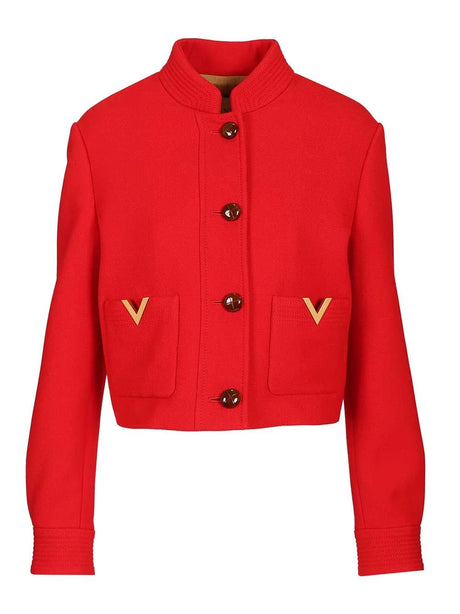 Valentino Garavani Double Drill Caban With Gold V - Red