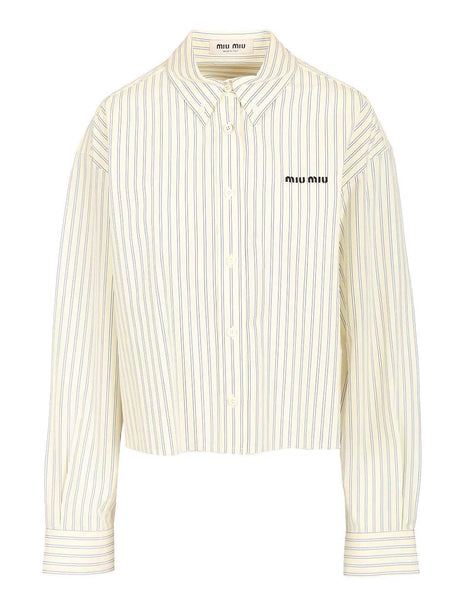 Miu Miu Striped Poplin Shirt - Beige