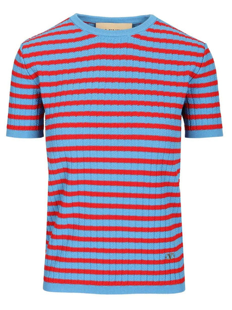 Valentino Garavani Ribbed Cotton T-Shirt - Blue