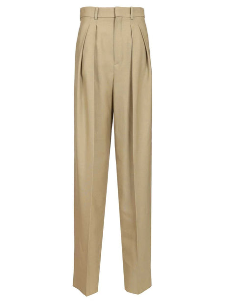 Saint Laurent Wool And Silk Canvas Trousers - Beige