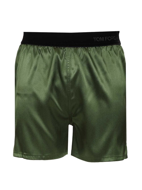 Tom Ford Silk Satin Shorts - Green