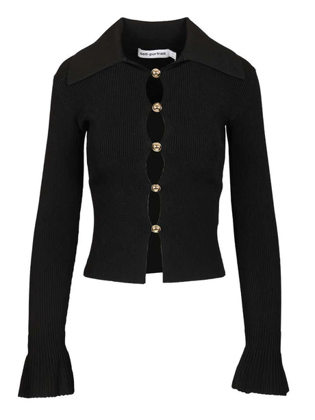 Self-Portrait Button Up Sweater - Black