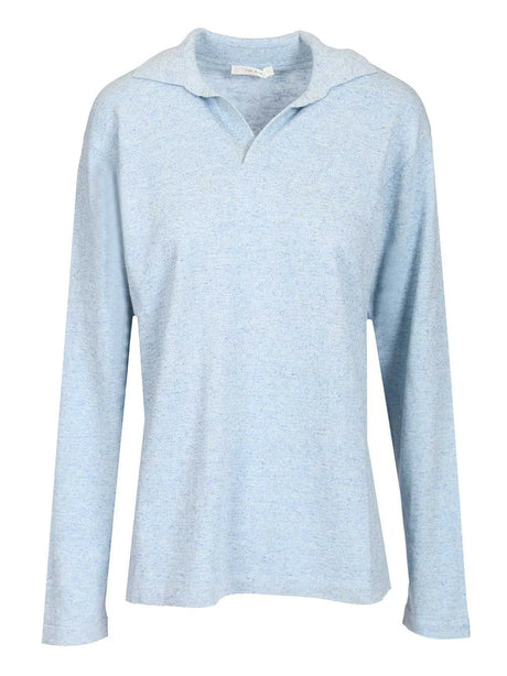 The Row Niosa Cotton And Linen Top - Sky Blue