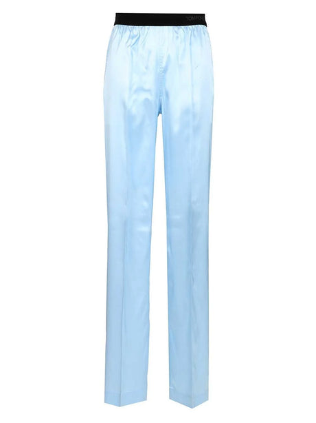 Tom Ford Stretch Silk Trousers - Sky Blue
