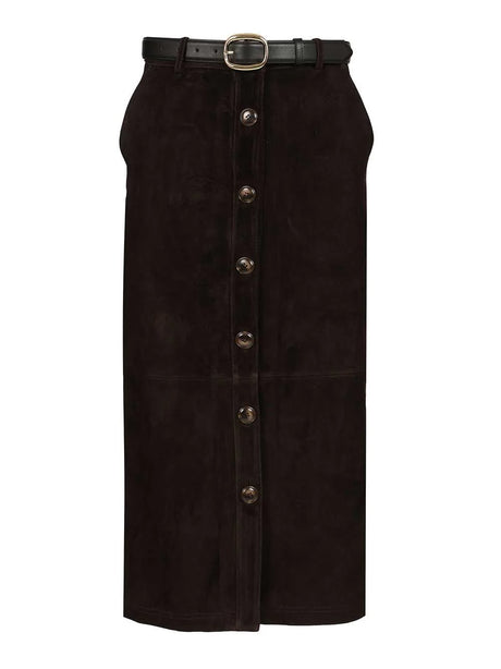 Self-Portrait Midi Skirt - Brown