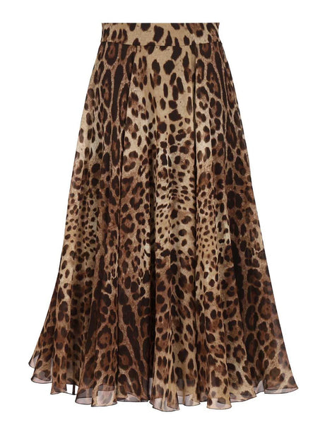 Dolce & Gabbana Printed Chiffon Circle Skirt - Animal Print