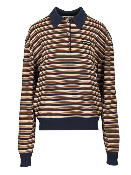 Miu Miu Striped Knit Polo - Multi