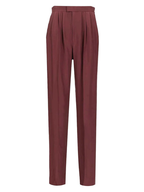 Saint Laurent Habutai Silk Trousers - Bordeaux