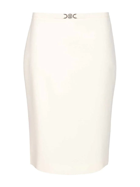 Versace Double Wool CrêPe Midi Skirt - White
