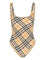 Burberry Check One-Piece Swimsuit - Beige