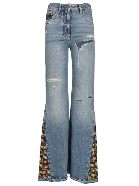 Valentino Garavani Flare Jeans With Inserts - Blue