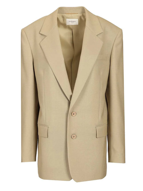Saint Laurent Jacket In Wool And Silk Canvas - Beige