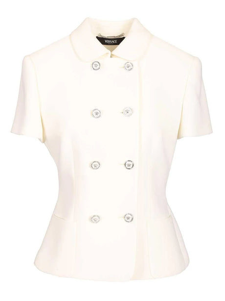 Versace Double Wool CrêPe Fitted Jacket - White