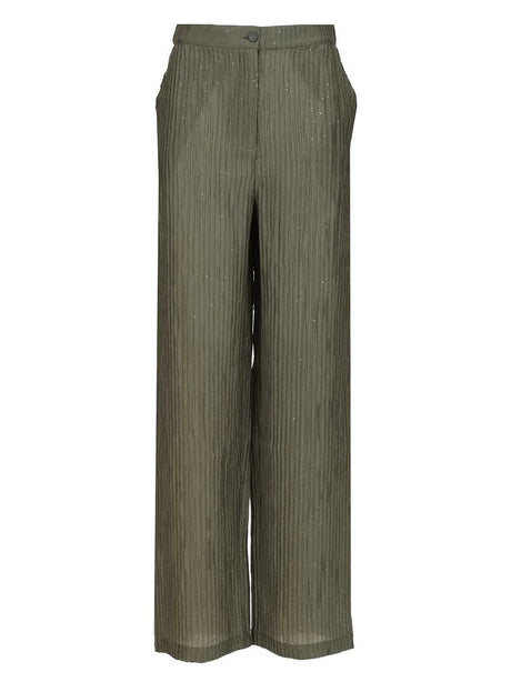 Emporio Armani Textured Lurex Taffeta Trousers - Green