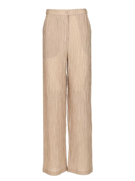 Emporio Armani Textured Lurex Taffeta Trousers - Beige