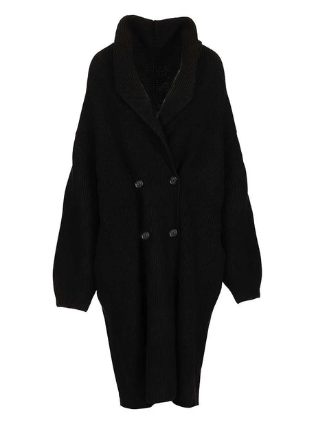 Toteme Double-Breasted Ribbed Wool Cardigan - Black