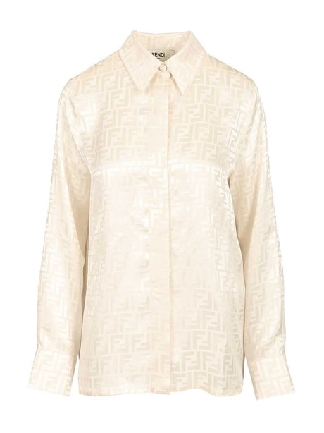 Fendi Silk Shirt Ff - Beige