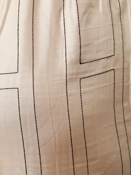 Toteme Silk trousers with monogram logo embroidery - Ivory
