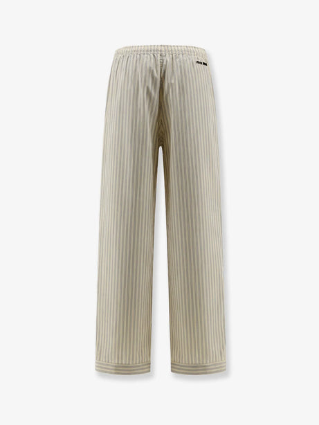Miu Miu Striped cotton pajama pants - Crema