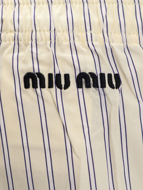 Miu Miu Striped cotton pajama pants - Crema