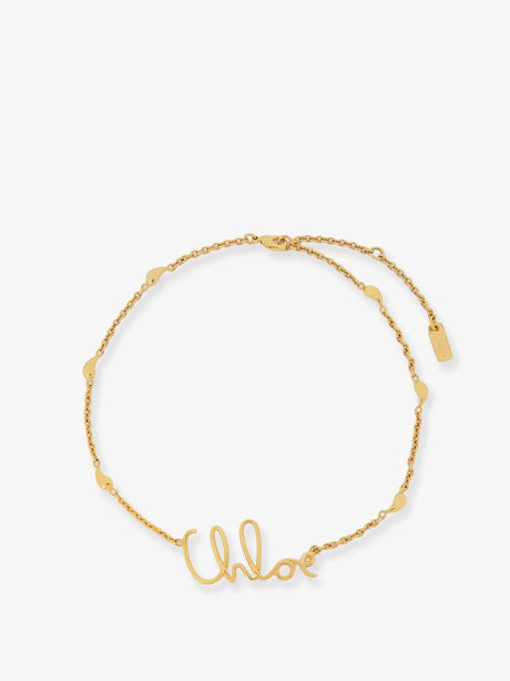 Chloe' Brass necklace with lettering logo - Vintage Gold
