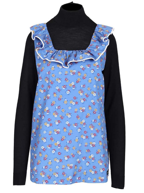 Miu Miu Poplin And Wool Sweater - Multi