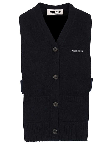 Miu Miu Cashmere Cardigan Vest - Blue