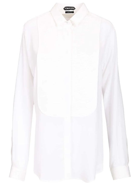 Tom Ford Silk Tuxedo Shirt - White
