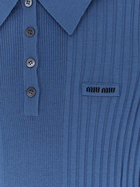 Miu Miu Virgin wool polo shirt - Avio
