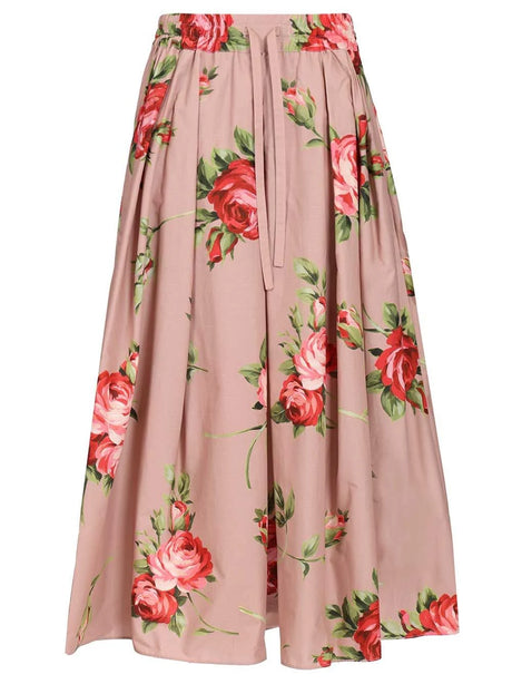 Dolce & Gabbana Midi Skirt With Rose Bouquet Print