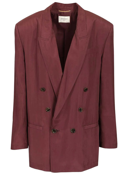 Saint Laurent Double-Breasted Jacket - Bordeaux