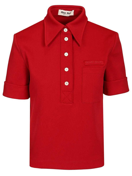 Miu Miu Technical Jersey Polo Shirt - Red
