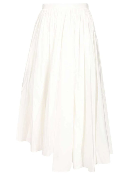 Self-Portrait Poplin Midi Skirt - White