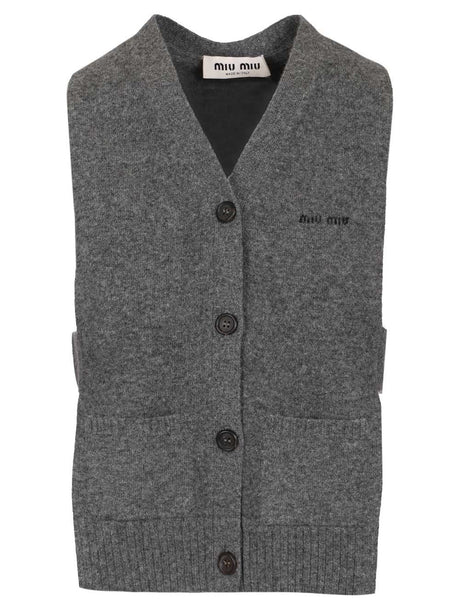 Miu Miu Cashmere Cardigan Vest - Grey