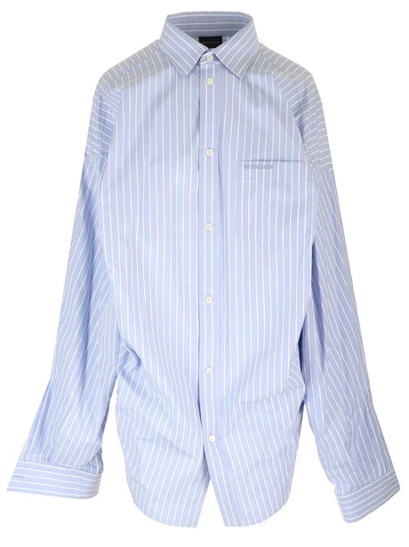 Balenciaga Large Fit Asymmetric Shirt - Sky Blue