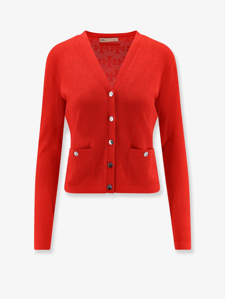 Tory Burch T Monogram Jacquard viscose blend cardigan - Blazing Red