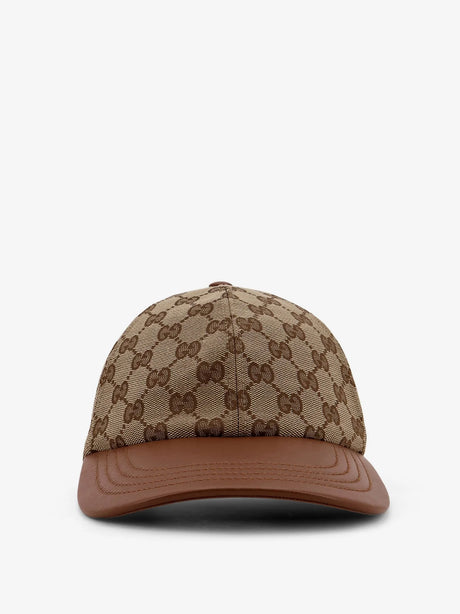 Gucci GG Supreme Fabric and leathr hat - Beige Light Brown