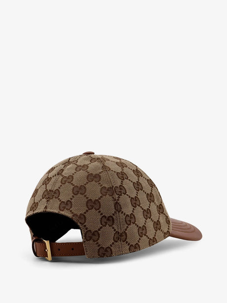Gucci GG Supreme Fabric and leathr hat - Beige Light Brown