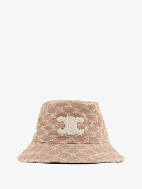 Celine Cotton hat with Triomphe logo all-over - Praline