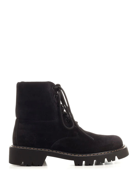 Loewe Sierra Combat Boot Suede Leather - Black