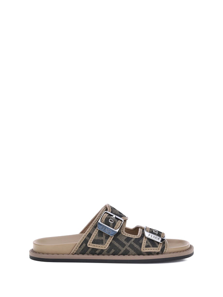 Fendi FF Sandals - Tobacco Nero+Sand