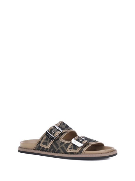 Fendi FF Sandals - Tobacco Nero+Sand