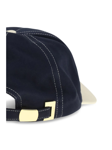 Balmain Bicolor Baseball Cap with logo - Sfq Marine/Beige Clair