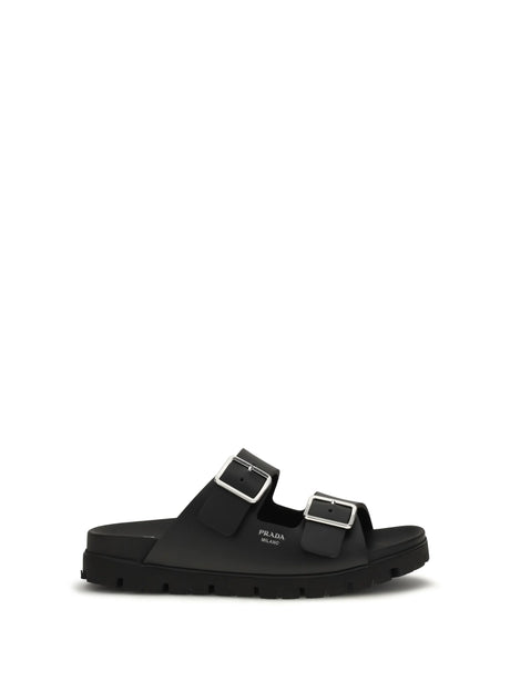 Prada Leather Sandals - Black
