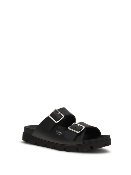 Prada Leather Sandals - Black