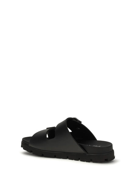 Prada Leather Sandals - Black